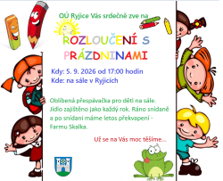 OÚ Ryjice zve všechny děti z Ryjic na akci Rozloučení s prázdninami 2026