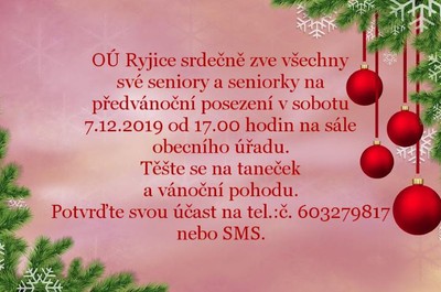 Pozvánka na předvánoční posezení se seniory 2019