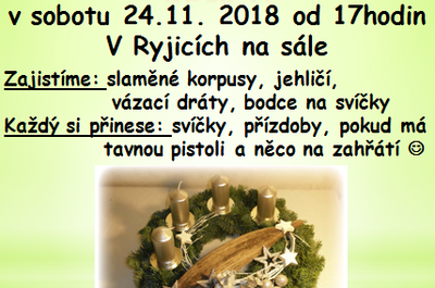 Pozvánka na výrobu adventních věnců 2018