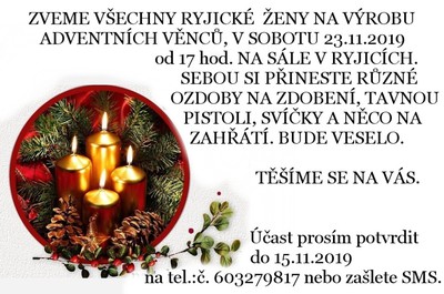 Pozvánka na výrobu adventních věnců 2019