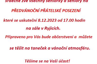 Předvánoční přátelské posezení pro seniory 2023