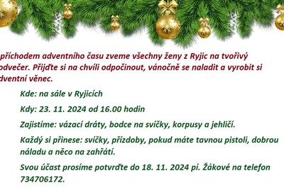 Vánoční tvoření adventních věnců 2024
